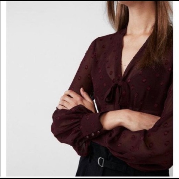 Express Tie Neck Medallion Print Blouse small - Picture 2 of 8